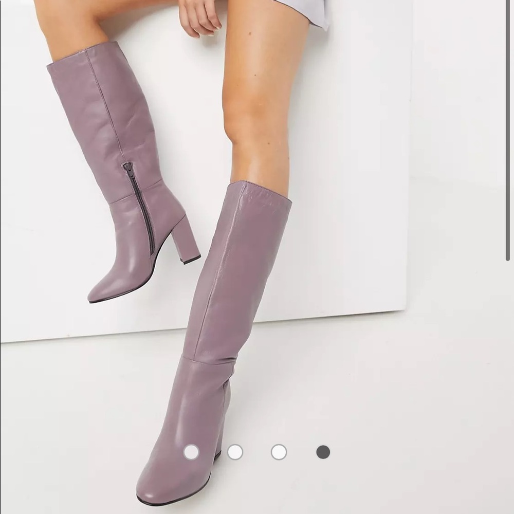 ASOS DESIGN Comet leather pull-on boots in lilac BRAND NEW AND SOLD OUT ONLINE